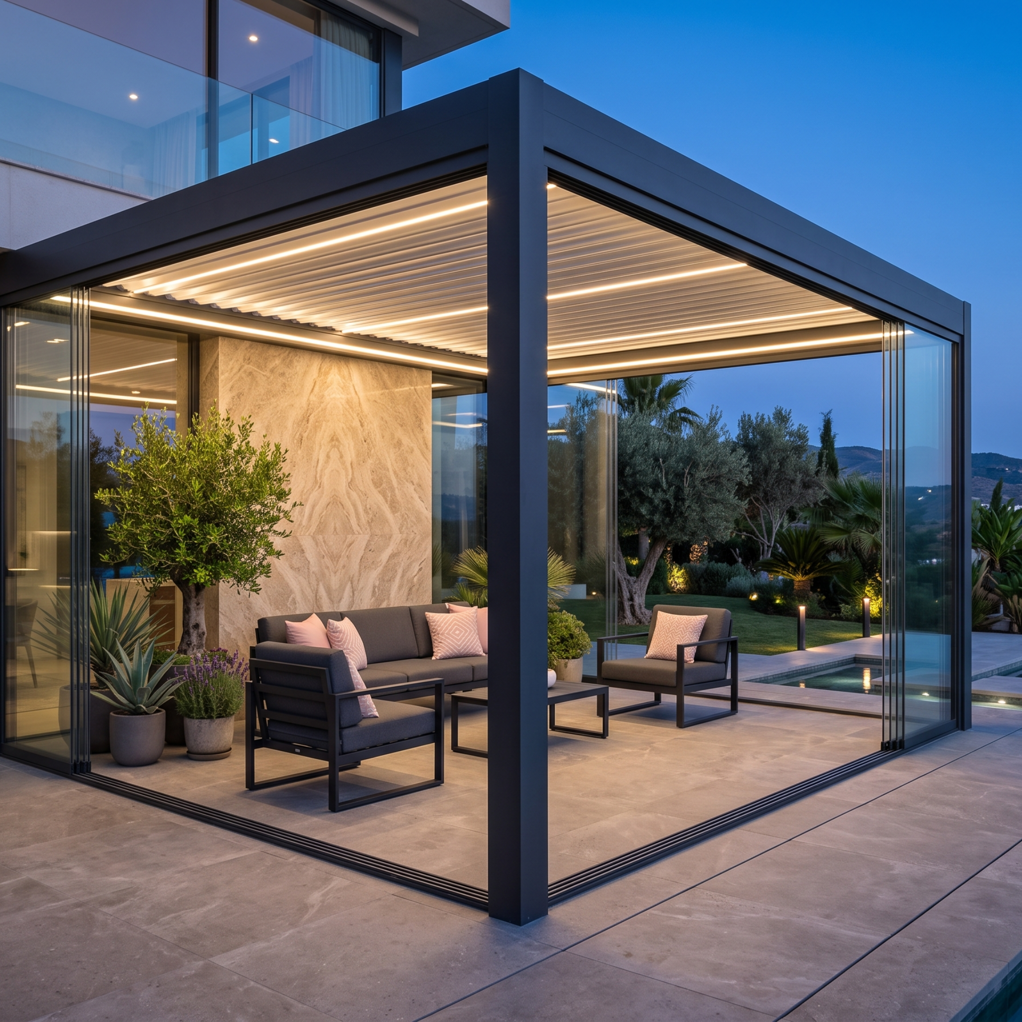 Cortinas de cristal con perfil de aluminio de alta durabilidad
